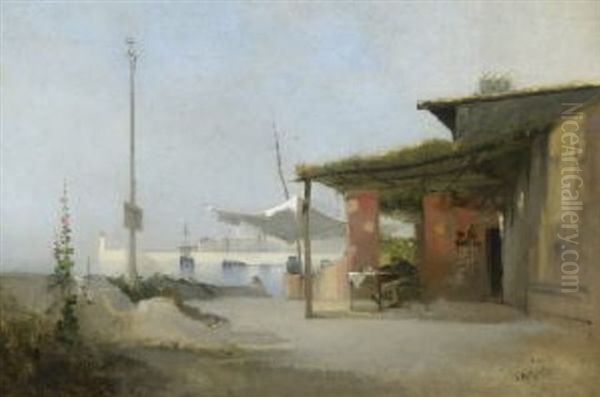 Taverne Am Hafen Oil Painting by Jean D'Alheim