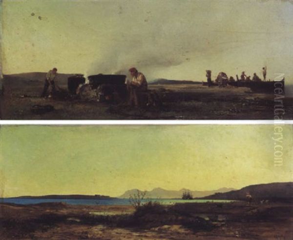 Les Bruleurs De Goemons Oil Painting by Jean D'Alheim