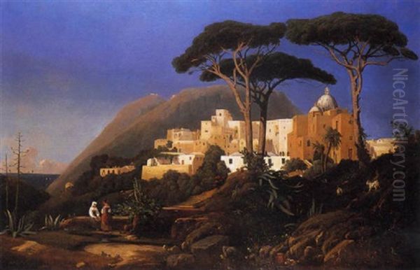 Veduta Di Capri Oil Painting by Theodore Claude Felix Caruelle d' Aligny