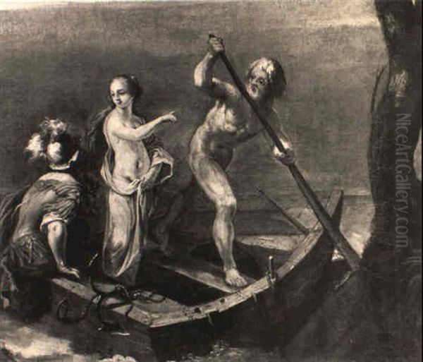 Enea Guidato Dalla Sibilla Attraversa Lo Stige Oil Painting by Francesco Allegrini