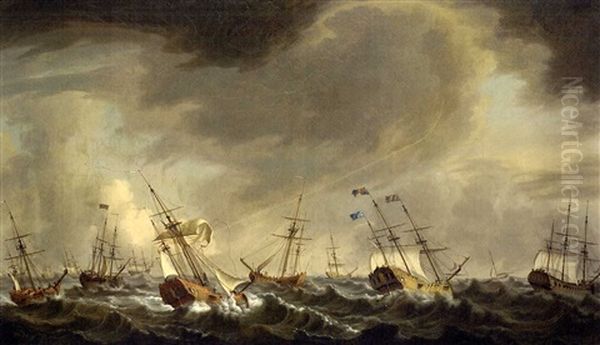 The Flotilla Carrying Princess Charlotte To England For Her Marriage To King George Iii Oil Painting by Thomas Allen