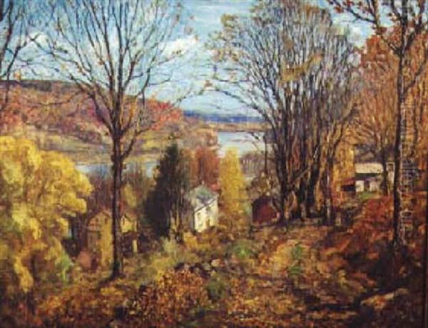 Hillside View In Autumn Oil Painting by C. Harry Allis