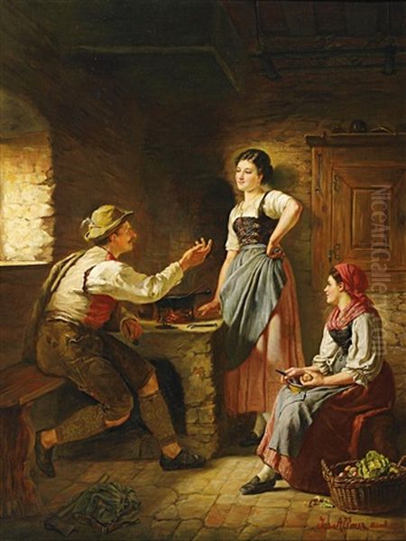 Im Gesprach Oil Painting by Joseph Allmer