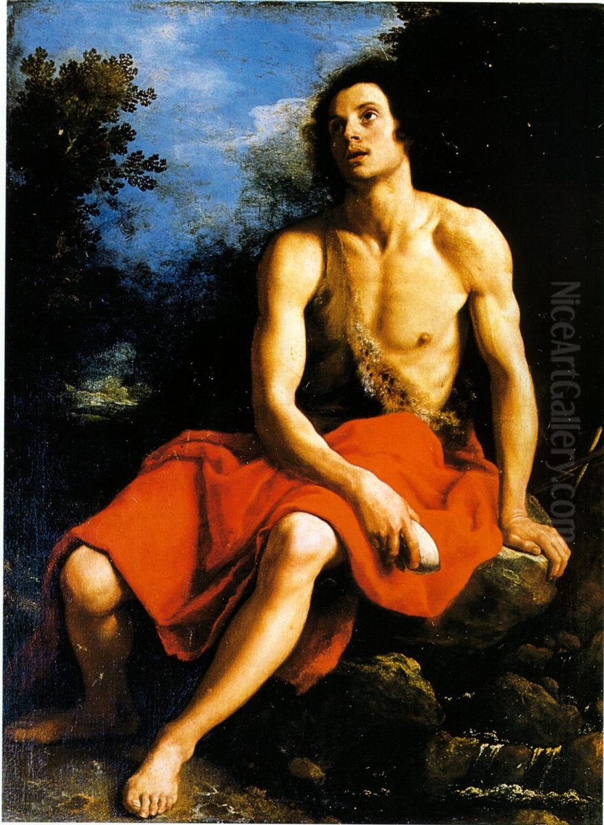 John The Baptist In The Desert Oil Painting by Cristofano Allori