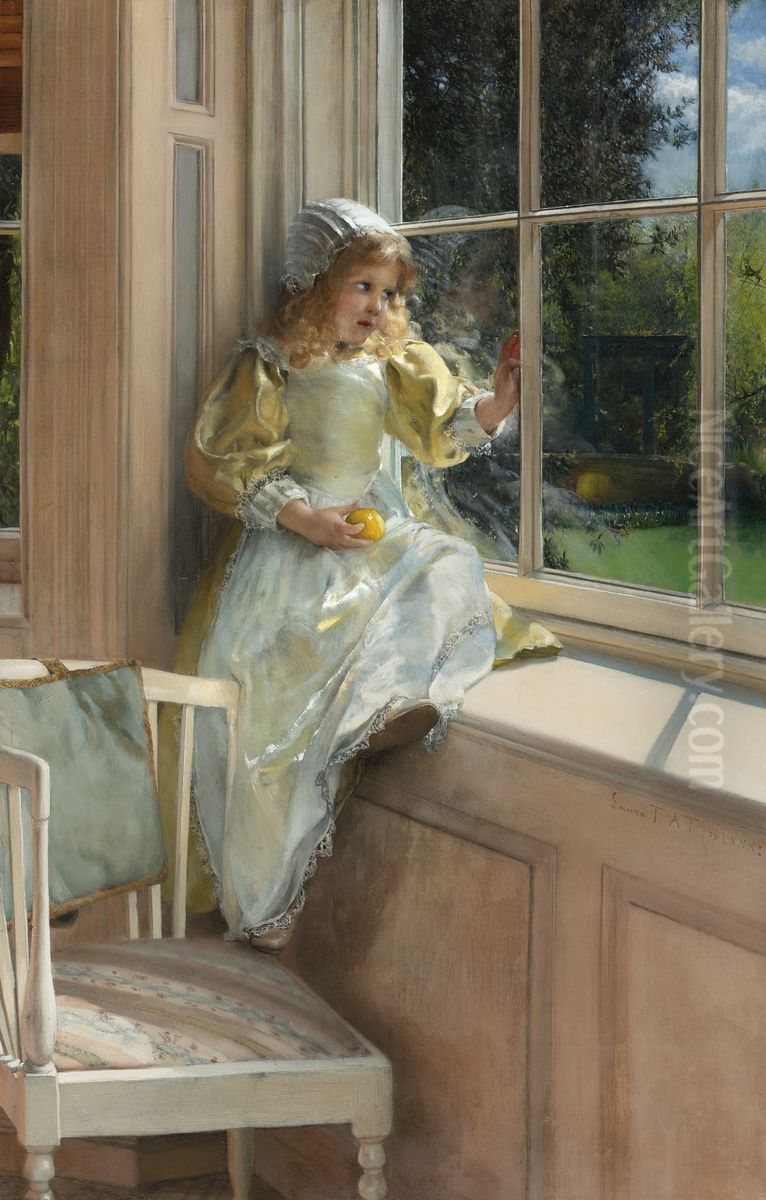A Looking Out O'window, Sunshine Oil Painting by Laura Theresa Alma-Tadema