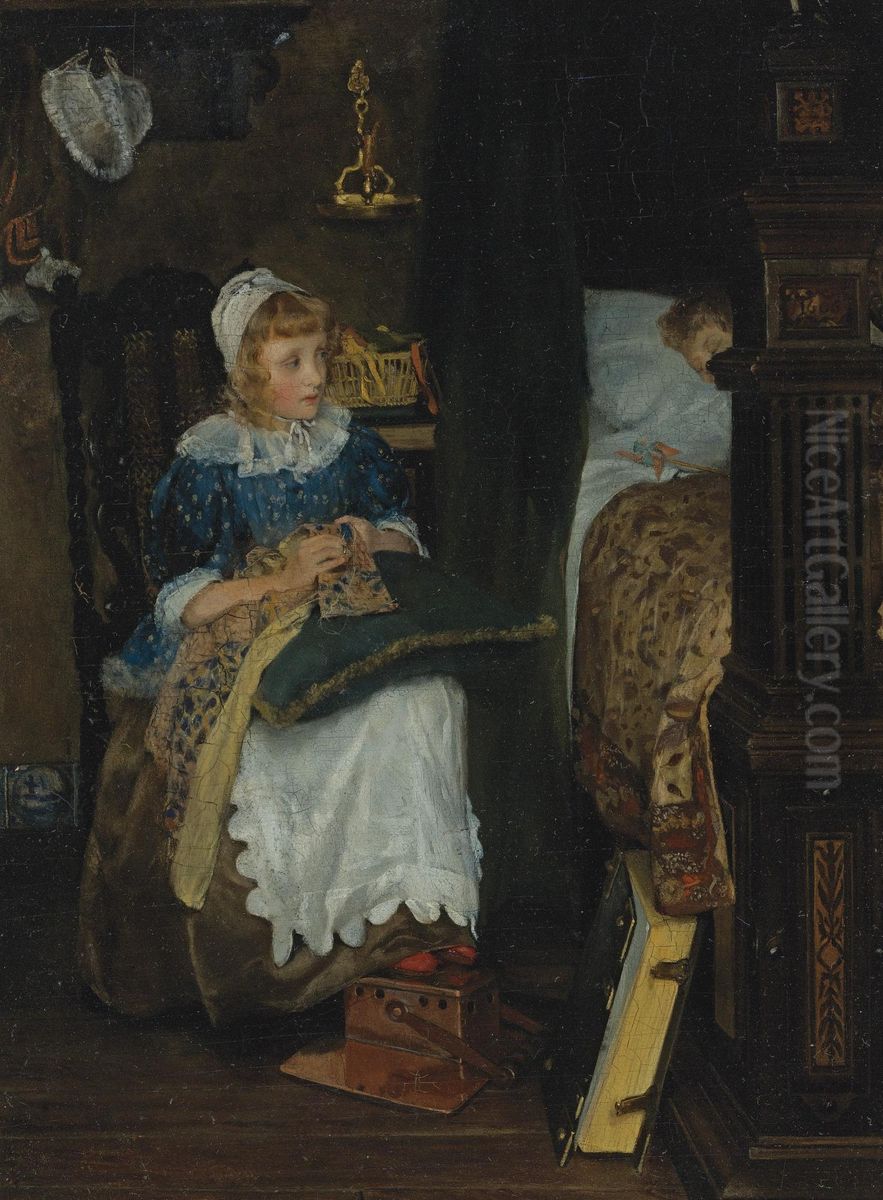 In Good Hands Oil Painting by Laura Theresa Alma-Tadema
