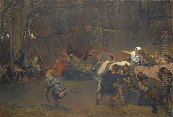 Gunthram Bose And His Daughters, A.d. 572: The Ambuscade Oil Painting by Sir Lawrence Alma-Tadema