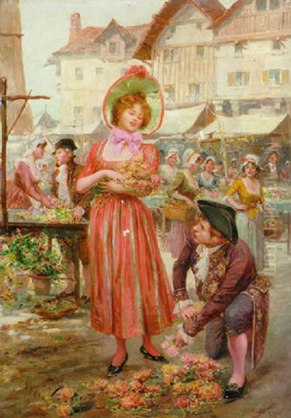 The Flower Market Oil Painting by Mariano Alonso Perez