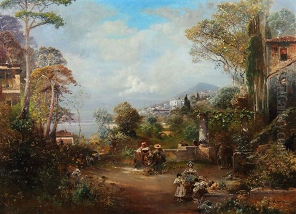 Kustendorf In Bordighera An Der Riviera Oil Painting by Robert Alott