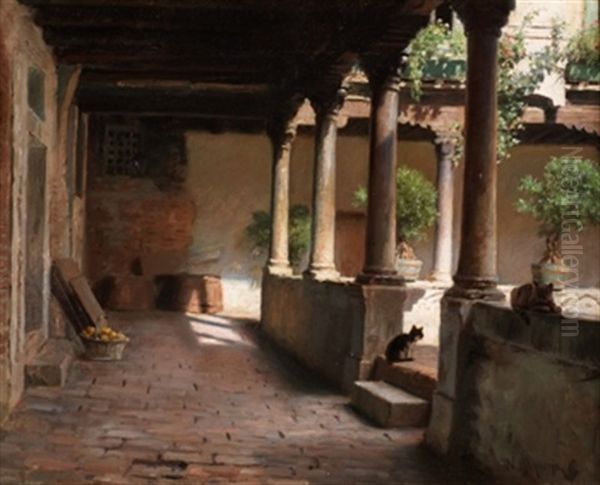 Patio Con Columnas Oil Painting by Nicolas (Jimenez Caballero Navarro) Alperiz