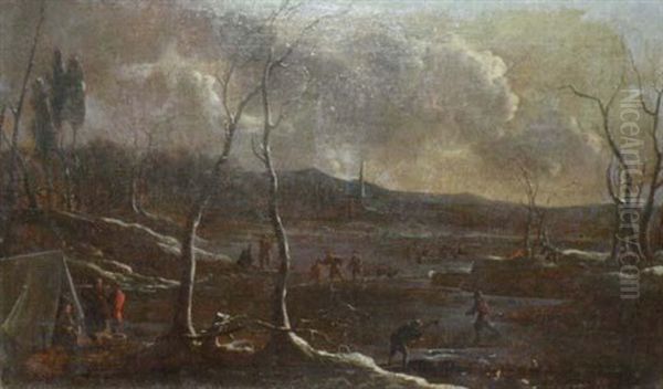 Les Bucherons Au Clair De Lune Oil Painting by Denis van Alsloot