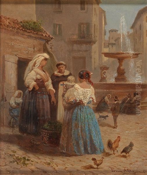 Scene From A Small Italian Town Oil Painting by Franz Alt