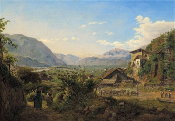 Blick In Ein Tal In Sudtirol Oil Painting by Jacob Alt