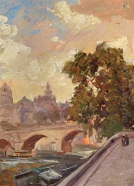 Aftenstemning I Paris Oil Painting by Ioannis (Jean H.) Altamura