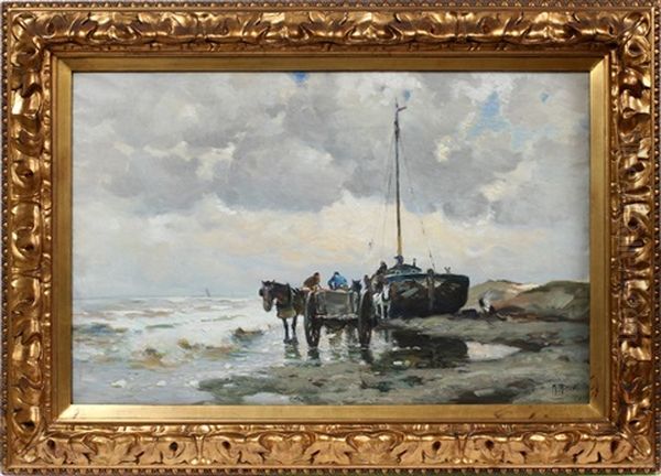 The Stranded Herring Boat Oil Painting by Mathias (Joseph) Alten