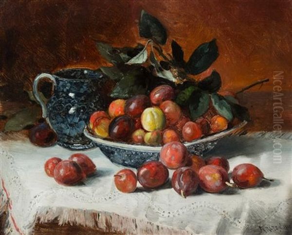 Still Life With Jug Oil Painting by Mathias (Joseph) Alten