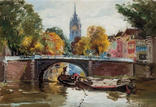 The Great Church, Delft (groote Kerk, Delft) Oil Painting by Mathias (Joseph) Alten