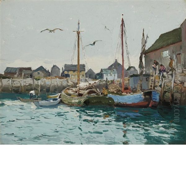 Rockport Harbor Oil Painting by Mathias (Joseph) Alten