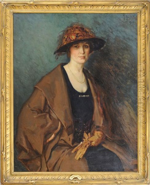 Portrait Of Gertrude Atherton Oil Painting by Mathias (Joseph) Alten