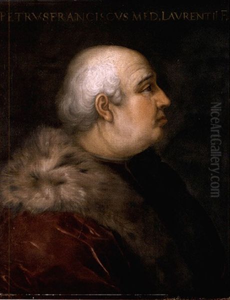 Portrait Of Pier Francesco Di Lorenzo Di Bicci De'medici Wearing A Fur-collared Crimson Coat Oil Painting by Cristofano di Papi dell' Altissimo