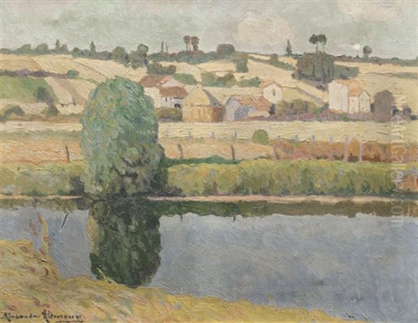 Village Au Bord Du Lac Oil Painting by Alexandre Altmann