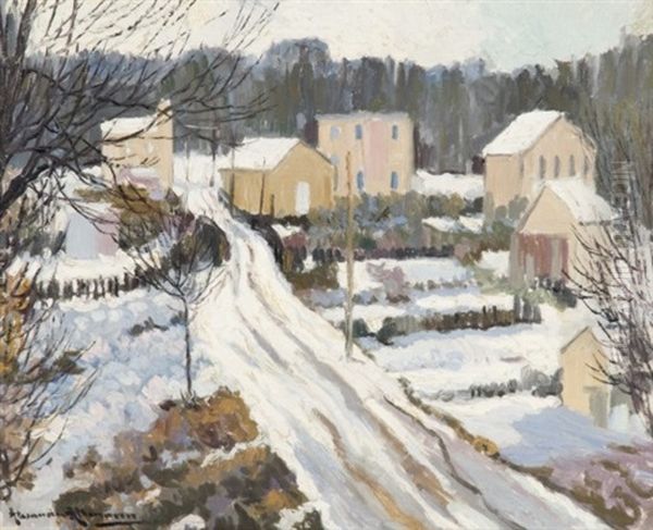 Route De Village Enneigee Oil Painting by Alexandre Altmann