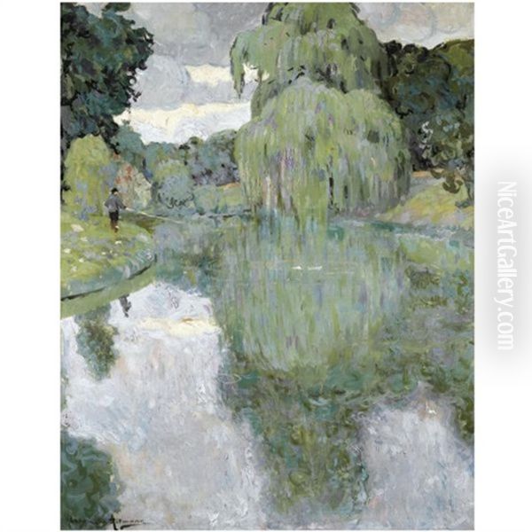 Fishing By The River Oil Painting by Alexandre Altmann