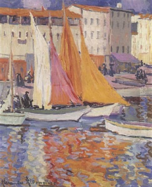 Voiliers Au Port Oil Painting by Alexandre Altmann