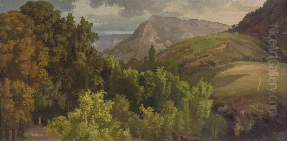 Vuoristomaisema. Oil Painting by Ulrika Viktoria Aberg