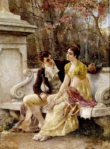 Confidencias En El Parque Oil Painting by Luis Alvarez Catala