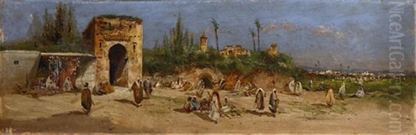 Vue De Bord De Mer, Maroc (2 Works) Oil Painting by Emilio Alvarez Diaz