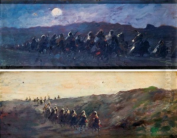 Moros A Caballo Oil Painting by Emilio Alvarez Diaz