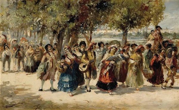 Romeria Oil Painting by Emilio Alvarez Diaz