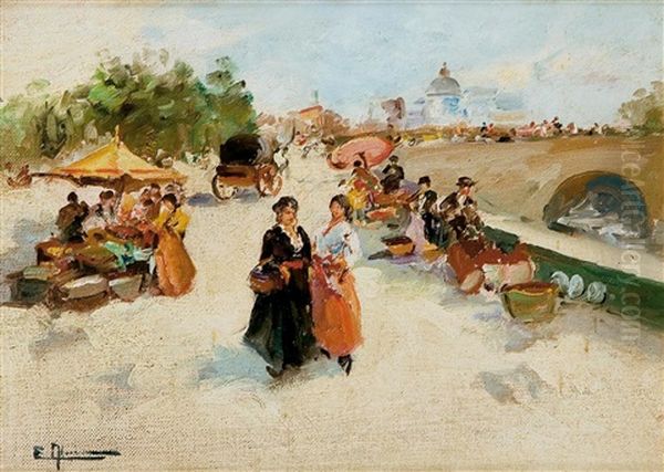 Escena De Mercado Oil Painting by Emilio Alvarez Diaz