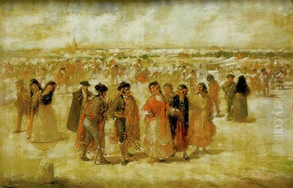 Feria De Abril En El Arenal Oil Painting by Emilio Alvarez Diaz