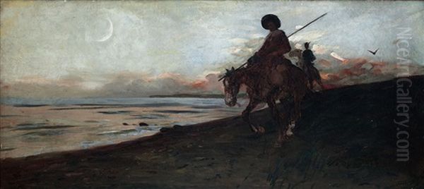 Don Quijote En Barcelona Oil Painting by Cesar Alvarez Dumont