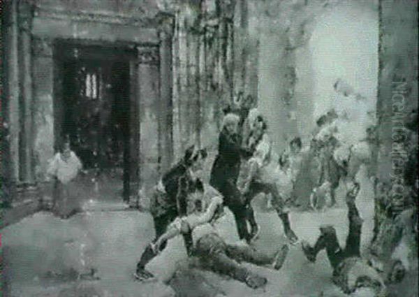 Asunto De Celos Oil Painting by Cesar Alvarez Dumont