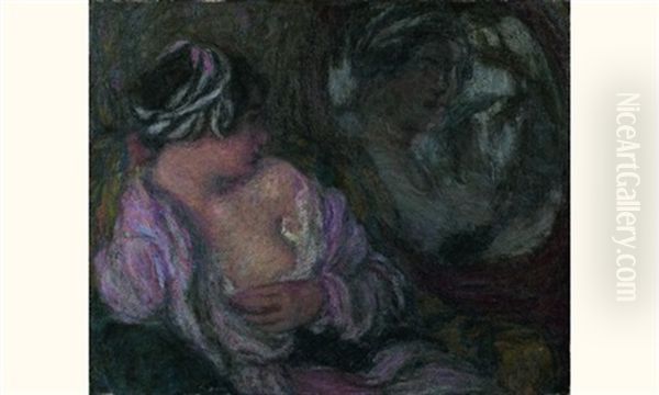 Portrait De Femme Oil Painting by Edmond-Francois Aman-Jean