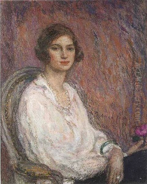 Jeune Femme Au Bracelet Et A La Violette Oil Painting by Edmond-Francois Aman-Jean