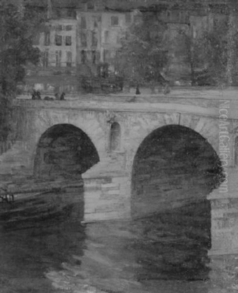 Le Quai De Bourbon A Paris Oil Painting by Edmond-Francois Aman-Jean