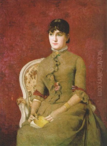 Celine Adele Marillier Oil Painting by Edmond-Francois Aman-Jean