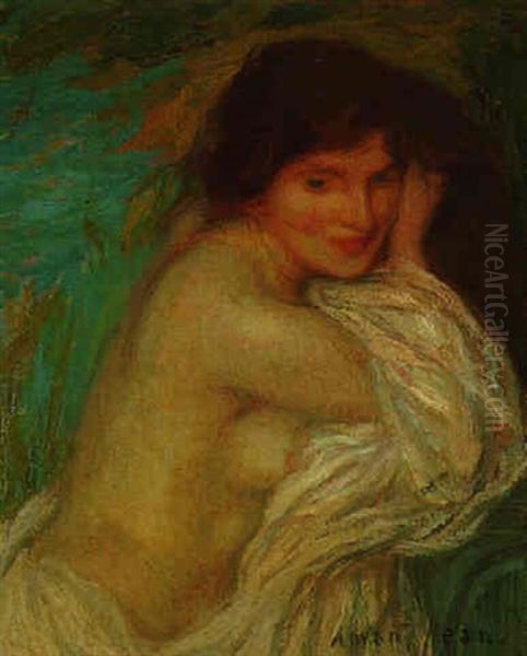 A Lady Resting Oil Painting by Edmond-Francois Aman-Jean