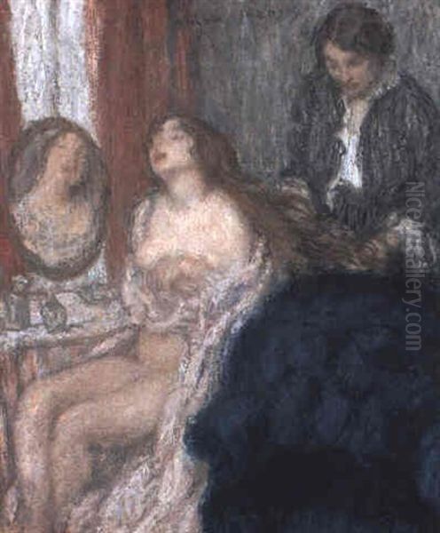 La Toilette Oil Painting by Edmond-Francois Aman-Jean