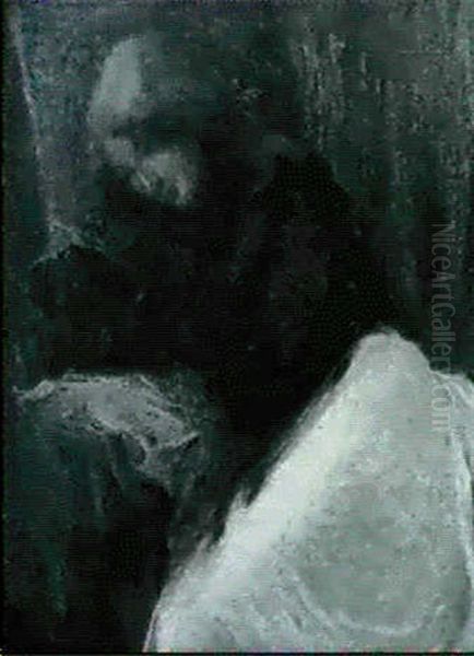 Idle Moment Oil Painting by Edmond-Francois Aman-Jean