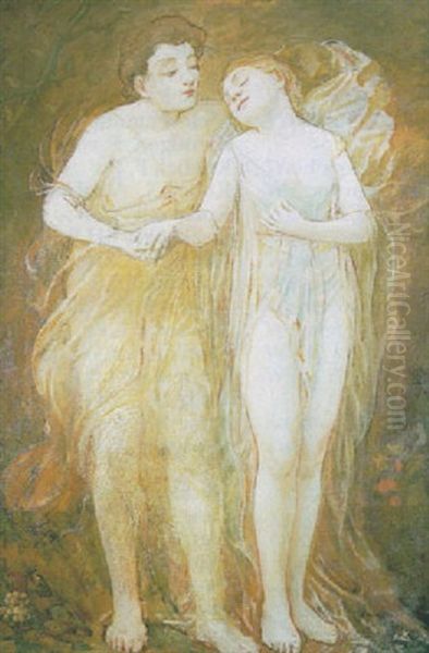 Two Friends Oil Painting by Edmond-Francois Aman-Jean