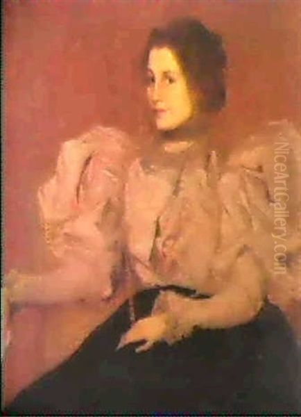 Portrait De Madame Besnard Oil Painting by Edmond-Francois Aman-Jean