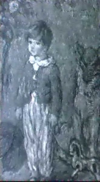 Petit Garcon Aux Chiens Oil Painting by Edmond-Francois Aman-Jean