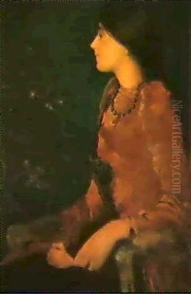 Dame Pensive, Assise Oil Painting by Edmond-Francois Aman-Jean