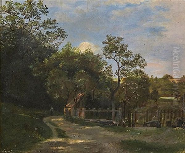 At The Gardens Oil Painting by Wilhelm Amberg