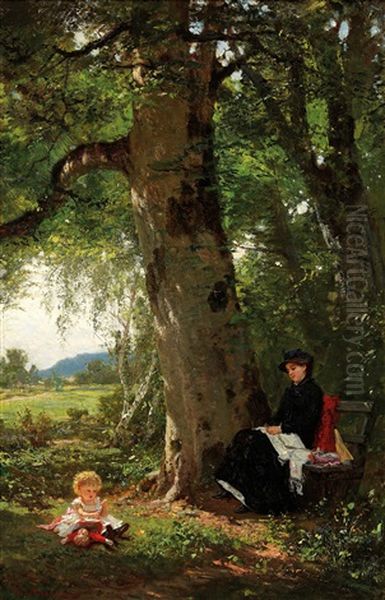 Idyllic Afternoon Oil Painting by Wilhelm Amberg